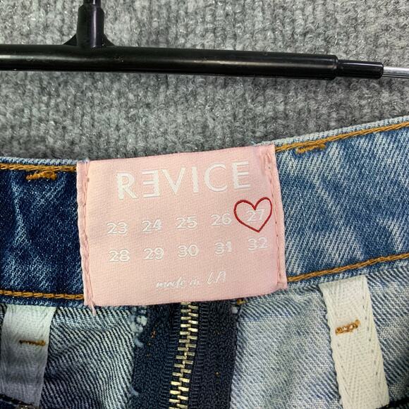 NWT REVICE Women's Yin Yang Two Tone Denim Zippered Raw Hem Shorts‎ Size 27 - Picture 9 of 11